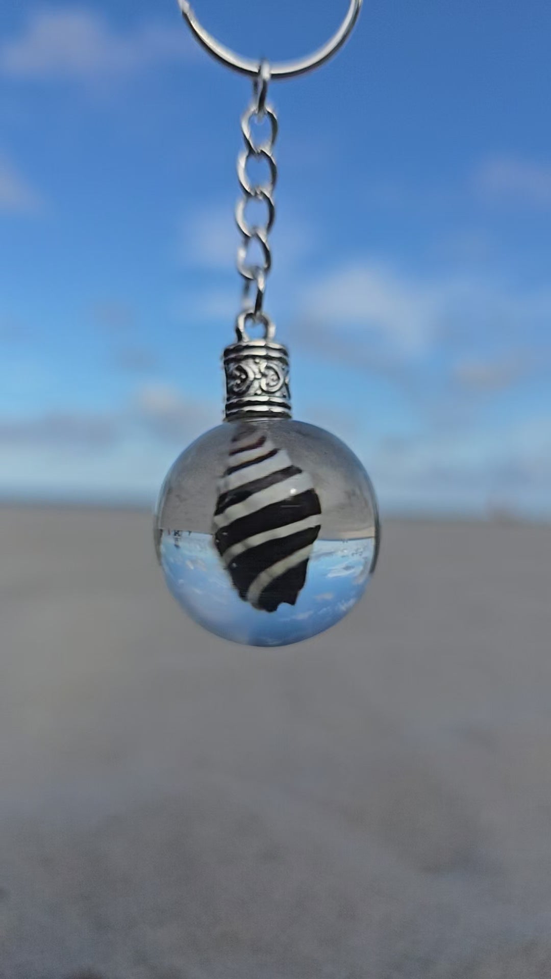 Zebra Cone Shell resin orb keychain